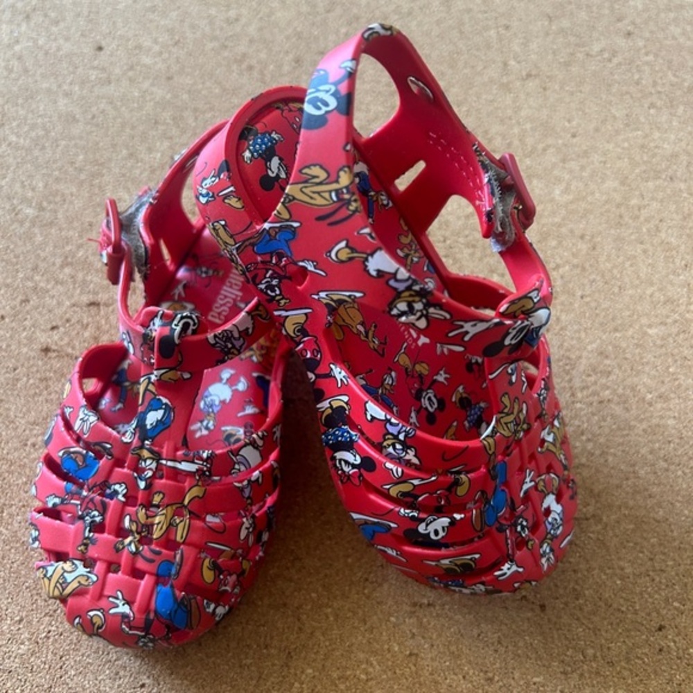 Mini Melissa Girls Mickey & Friends Red Slingback Sandals‎ Size 7 – Preowned